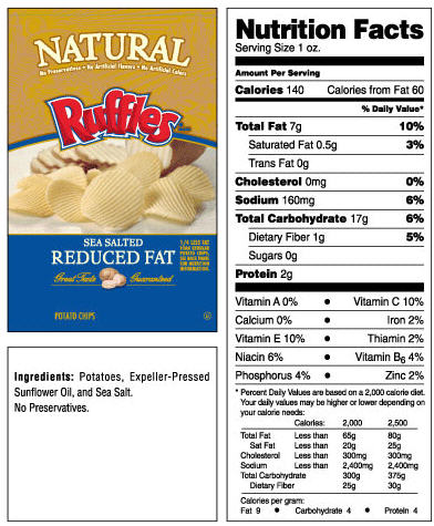Ruffles natural potato chips with sea-salt