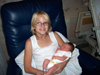 Aunt Bethany holding 1-day old Sean